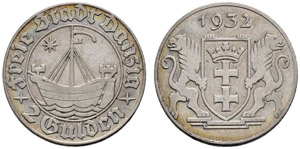 Danzig, Stadt - 2 Gulden 1932. 9.96 g. J. ... 