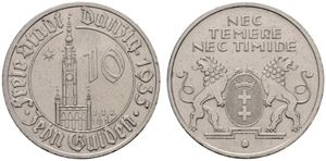 Danzig, Stadt - 10 Gulden 1935. Nickel. ... 