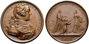 Louis XV. 1715-1774. Bronzemedaille 1736. ... 