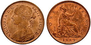 Victoria, 1837-1901. One Penny 1889. 9.18 g. ... 