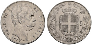 Königreich - Umberto I. 1878-1900. 5 Lire ... 