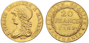 Subalpinische Republik - 20 Francs An 9. ... 