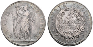 Subalpinische Republik - 5 Francs lAN 10 ... 