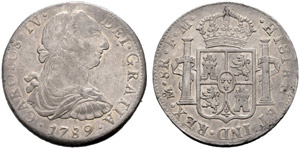 Carlos IV. 1788-1808. 8 Reales 1789, Mexiko. ... 