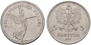 Republik. 5 Zlotych 1928. 18.01 g. KM 18. ... 