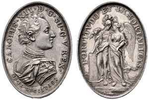 Karl XII. 1697-1718. Silbermedaille 1718. ... 