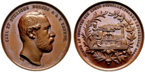 Karl XV. 1859-1872. Bronzemedaille 1866. Auf ... 