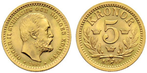 Oscar II. 1872-1907. 5 Kronor 1901. 2.23 g. ... 