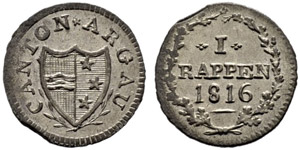 Aargau - Rappen 1816. 0.64 g. D.T.207d. HMZ ... 