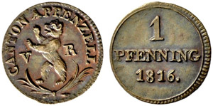 Appenzell Ausserrhoden - Pfennig 1816. 0.55 ... 