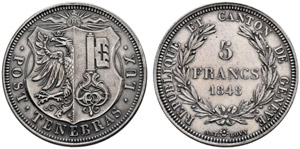 Genf / Genève - Kanton - 5 Francs 1848. ... 