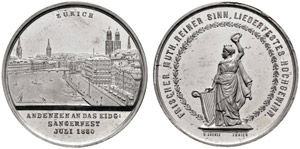Zürich - Kanton - Zinnmedaille 1880. Auf ... 