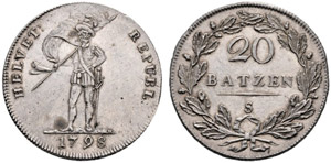Helvetische Republik - 20 Batzen 1798. ... 