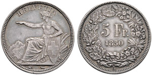 Eidgenossenschaft - 5 Franken 1850, Paris. ... 