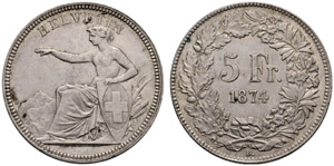 Eidgenossenschaft - 5 Franken 1874, ... 