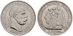 Franz Joseph I. 1848-1916. 5 Kronen 1907. ... 