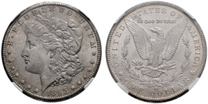 1 Dollar 1885, CC. Selten. PCGS MS63. Fast ... 