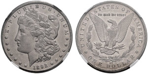 1 Dollar 1892, CC. Selten. PCGS XF45. ... 