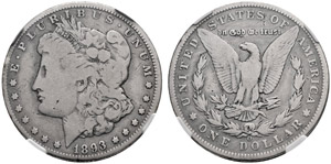 1 Dollar 1893 O. Selten. PCGS G4. Schön.