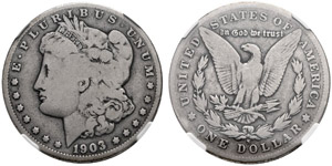 1 Dollar 1903 S. Selten. PCGS G4. Schön.