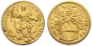 Clemente XII. 1730-1740. Zecchino 1738, Rom. ... 