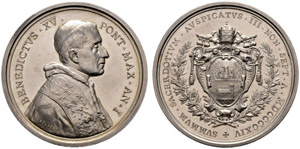 Benedetto XV. 1914-1922. Silbermedaille 1914 ... 