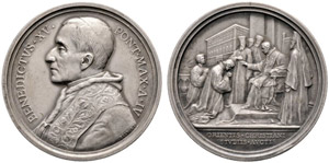Benedetto XV. 1914-1922. Silbermedaille ... 