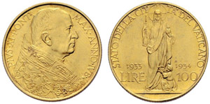 Pio XI. 1922-1939. 100 Lire 1933/34, Rom. ... 