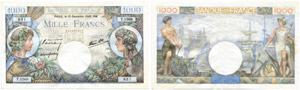 FRANKREICH - 1000 Francs vom 19.12.1940. ... 