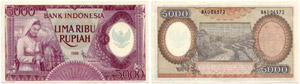 INDONESIEN - 5000 Rupien 1958. 500 Rupien ... 
