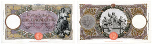 ITALIEN - 500 Lire vom 27.2.1940. Gav. 341. ... 