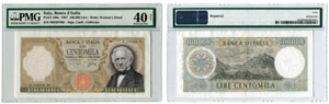 ITALIEN - 100000 Lire vom 3.7.1967. 1 x ... 