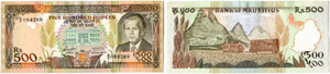MAURITIUS - Lot. 500 Rupien, 200 Rupien & 10 ... 