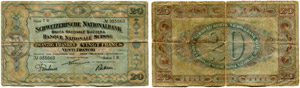 SCHWEIZ - 20 Franken vom 1.9.1915 (Gesetz ... 
