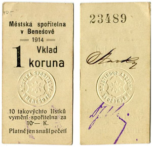 Lot. Benešov. 1 Krone 1914 (2). D. H. 4.2. ... 