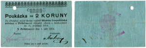 Lot. Pelhrimov. 1 Krone vom 31.12.1914 & 2 ... 