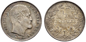 Friedrich VII. 1848-1863. ½ Rigsdaler 1855. ... 