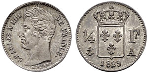 Königreich - Charles X. 1824-1830. ¼ Franc ... 