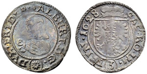 Wallenstein - 3 Kreuzer 1628. 1.15 g. ... 