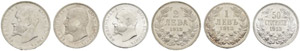 Diverse Münzen. 2 Lewa 1913 (2). 1 Lew 1913 ... 