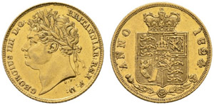 George IV. 1820-1830. Half sovereign 1824. ... 