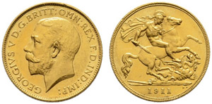 George V. 1910-1936. Half sovereign 1911. ... 