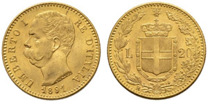 Königreich - Umberto I. 1878-1900. 20 Lire ... 