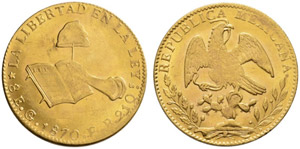 Republik. 8 Escudos 1870, Guanajuato. 27.04 ... 