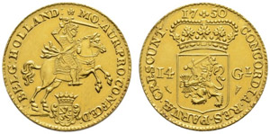 Holland, Provinz - 14 Gulden 1750. 9.96 g. ... 