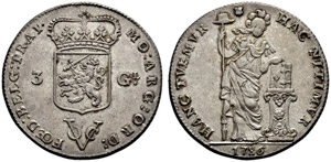 Utrecht, Provinz - 3 Gulden 1786. VOC. 31.09 ... 