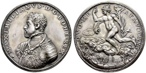 Maximilian II. 1564-1576. Bronzemedaille o. ... 