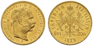 Franz Joseph I. 1848-1916. 8 Florin-20 ... 