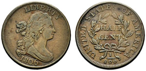 Half Cent 1806. Large 6-Variante 5.34 g. ... 