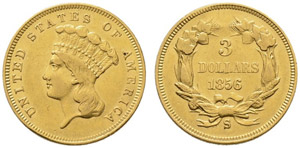 3 Dollars 1856, San Francisco. 4.98 g. ... 
